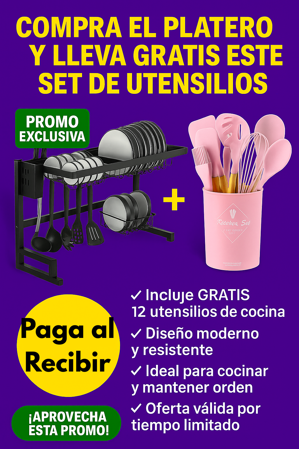 ¡Aprovecha! 🎁 Obsequiamos un Juego de Cubiertos 🍴 con nuestro Escurridor Platero Ahorrador de Espacio de Acero Inoxidable $99900✨