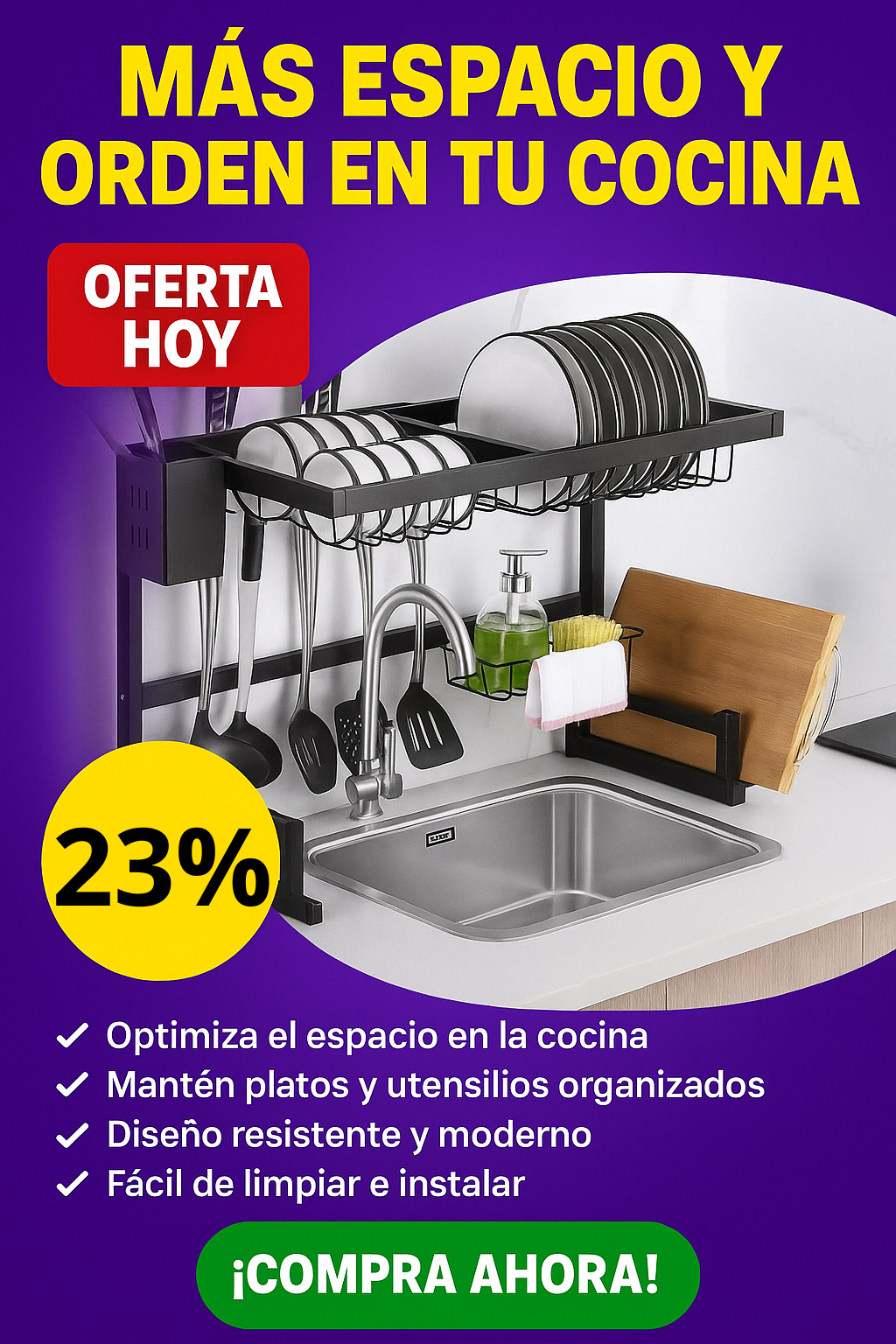 ¡Aprovecha! 🎁 Obsequiamos un Juego de Cubiertos 🍴 con nuestro Escurridor Platero Ahorrador de Espacio de Acero Inoxidable $99900✨