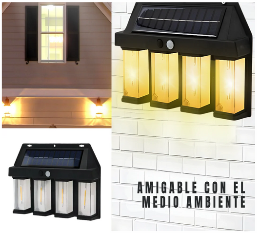 LAMPARA SOLAR LUZ CÁLIDA 4 BOMBILLOS