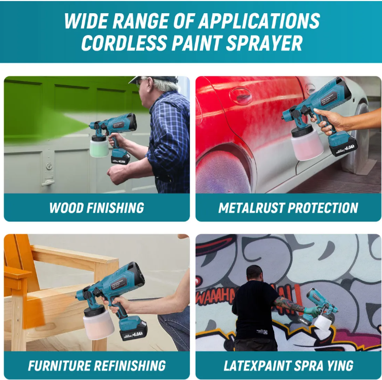 🎨✨ ¡Transforma Tus Proyectos con la Pistola de Pintar Inalámbrica 1000ml! Sin Cables y Fácil de Usar 🖌️🔋