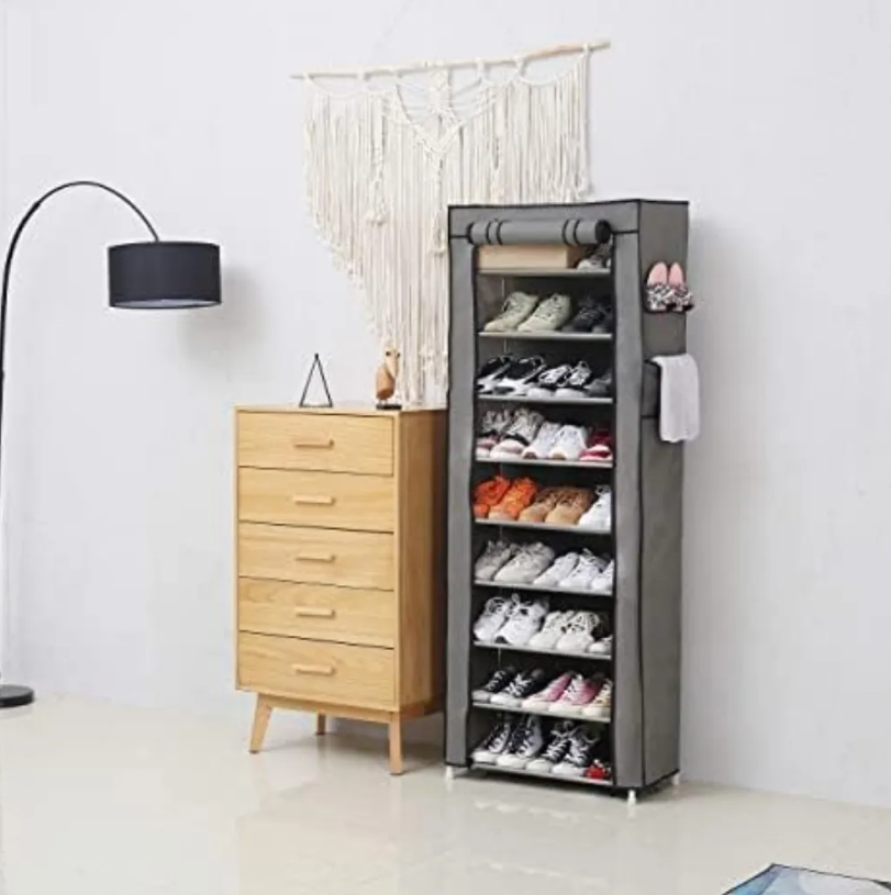 👢 Adiós al Desorden: Zapatera de Tela gris  🧺 9 Niveles, 27 Pares