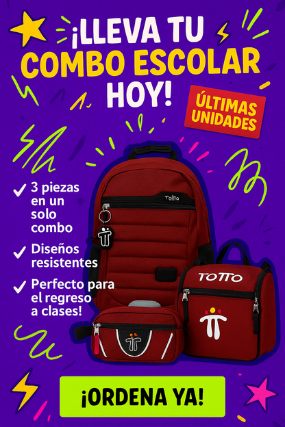 Morral Totto con Cartuchera y Lonchera: Práctico, duradero y con estilo por tan solo  $109.000