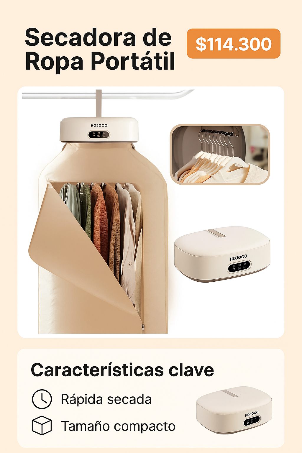 🌬️👚 ¡Seca tu ropa en minutos! La Secadora Portátil Compacta con Temporizador💼🏠