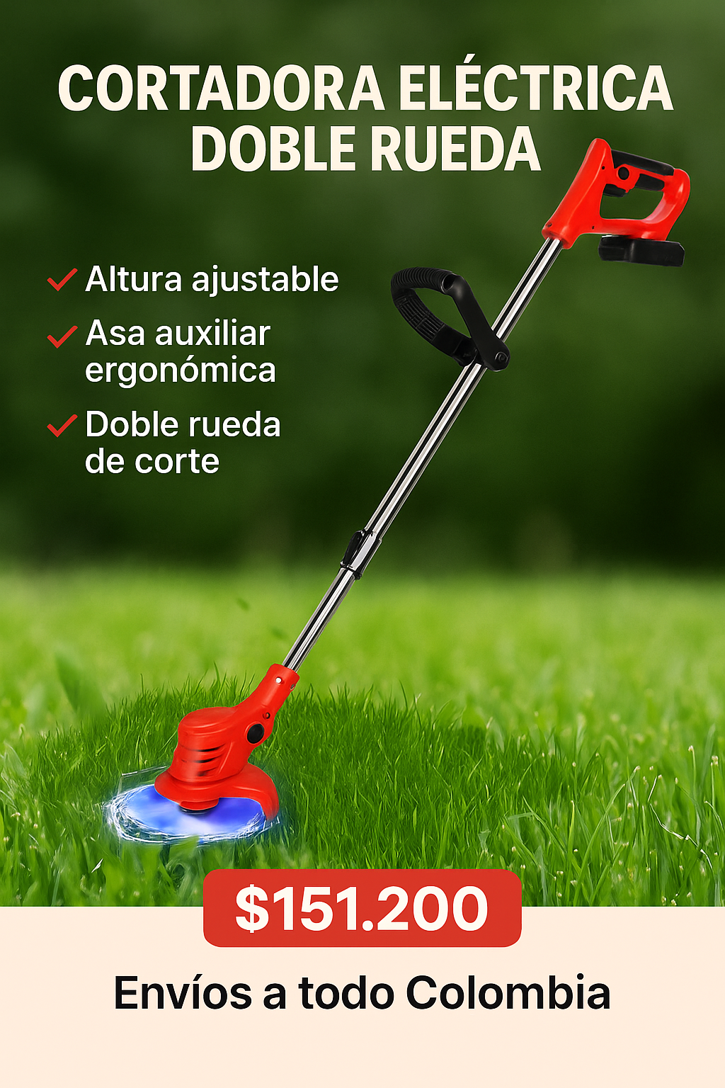 Guadañadora inalámbrica 🌱✂️ con 2 baterías recargables 🔋🔋, perfecta para mantener tu jardín en perfecto estado! 🌸🌿✨