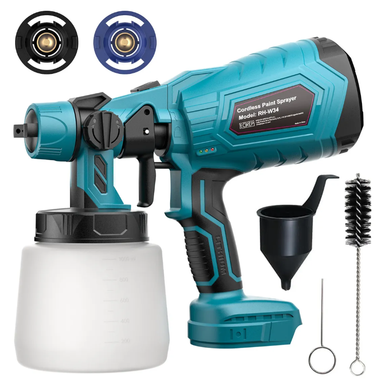 🎨✨ ¡Transforma Tus Proyectos con la Pistola de Pintar Inalámbrica 1000ml! Sin Cables y Fácil de Usar 🖌️🔋