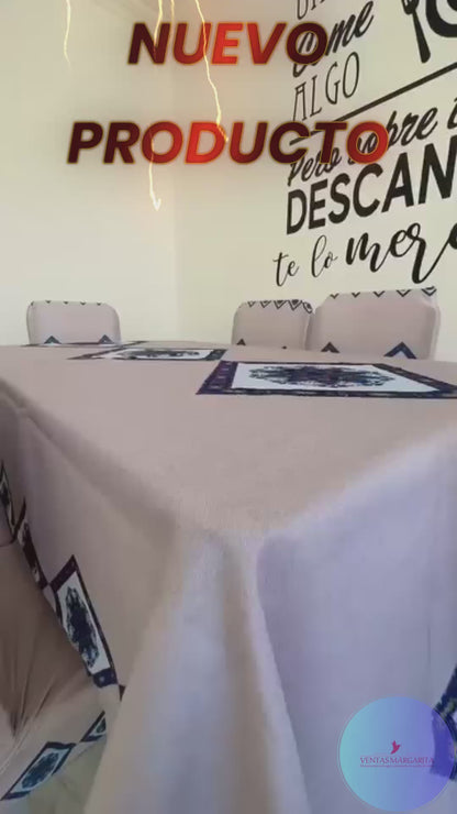 Combo Mantel Comedor + 6 Forros de Silla