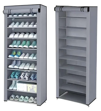 👢 Adiós al Desorden: Zapatera de Tela gris  🧺 9 Niveles, 27 Pares