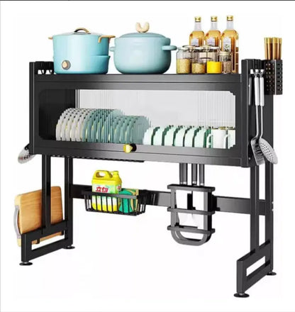 🧼🍽️Escurridor de platos 65cm con tapa: ¡Organización total! ✨🗂️🧴