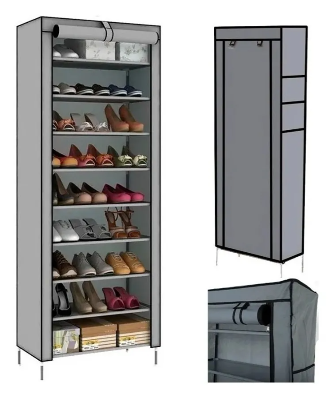 👢 Adiós al Desorden: Zapatera de Tela gris  🧺 9 Niveles, 27 Pares